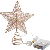 Christmas Tree Topper Star, Christmas Treetop Decorations with Warm White Led Light and Timer Function, Hollowed-Out Glittered Star for Home and Office Decoration, 8 X 10 Inch