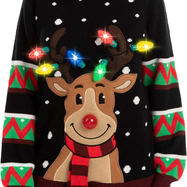 LED Light up Christmas Sweater for Women, Ugly Christmas Sweater with Light Bulbs, Funny Pullover 2025