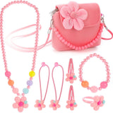 Kids Plush Jewelry Set, Necklace, Bracelet, Ring & Hair Clips for Girls (7-Piece)