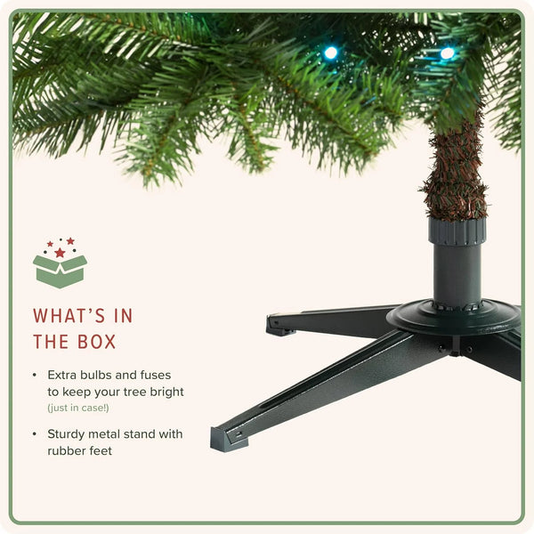 6Ft Pre-Lit Virginia Fir Artificial Christmas Tree with Twinkly LED Lights