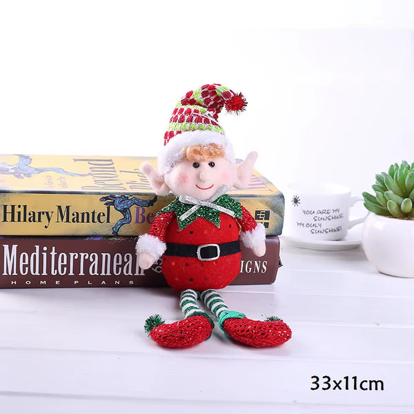 33X11Cm Red Green Christmas Decoration Plush Leg Elf Doll Ornaments Boys Girls Elves Toy Doll New Year Navidad Home Decoration