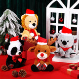 8 Inch Christmas Stuffed Animal Christmas Plush Doll with Santa Hat for Holiday Decoration Winter Gifts(Koalas Style)