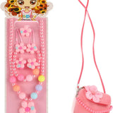 Kids Plush Jewelry Set, Necklace, Bracelet, Ring & Hair Clips for Girls (7-Piece)