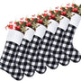 6 Pack Christmas Stockings- 18 Inch Black White Buffalo Plaid Christmas Stockings Fireplace Hanging Stockings for Family Xmas Holiday Season Party Decor