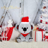 8 Inch Christmas Stuffed Animal Christmas Plush Doll with Santa Hat for Holiday Decoration Winter Gifts(Koalas Style)