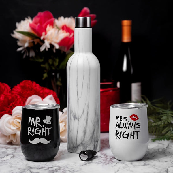 Mr Right Mrs Always Right - Wedding Gifts for Couples, Mr and Mrs Gifts, Mr and Mrs Tumblers, Gifts for Couples - Mr and Mrs Wine Glasses, Bridal Shower Gift, Newlywed Gift