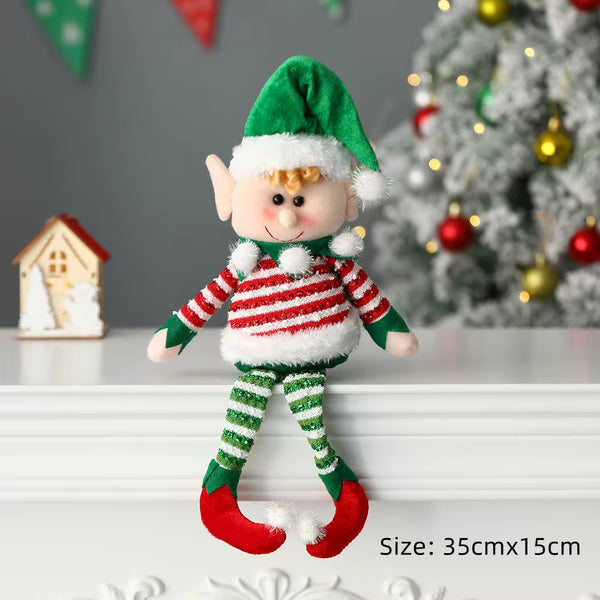 33X11Cm Red Green Christmas Decoration Plush Leg Elf Doll Ornaments Boys Girls Elves Toy Doll New Year Navidad Home Decoration