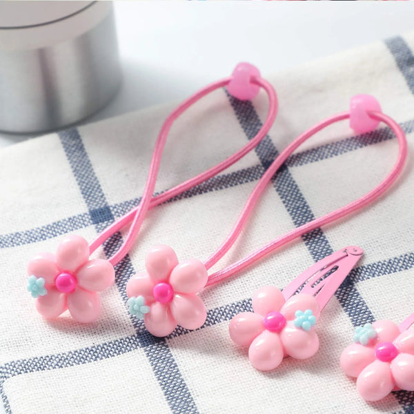 Kids Plush Jewelry Set, Necklace, Bracelet, Ring & Hair Clips for Girls (7-Piece)
