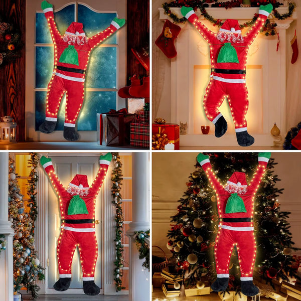 Light up Santa Claus Santa Claus Decoration Outdoor Indoor Hanging Climbing Santa Claus Bookshelf Mantel Christmas Decoration