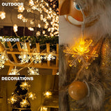 Snowflake String Lights - 20FT, 40 LED, Battery Operated, Waterproof Fairy Lights for Bedroom, Patio, Garden, Party, Home Xmas Decor - Indoor/Outdoor Christmas Tree Decoration