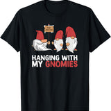 Funny Christmas Hanging with My Gnomies Merry Christmas Eve T-Shirt