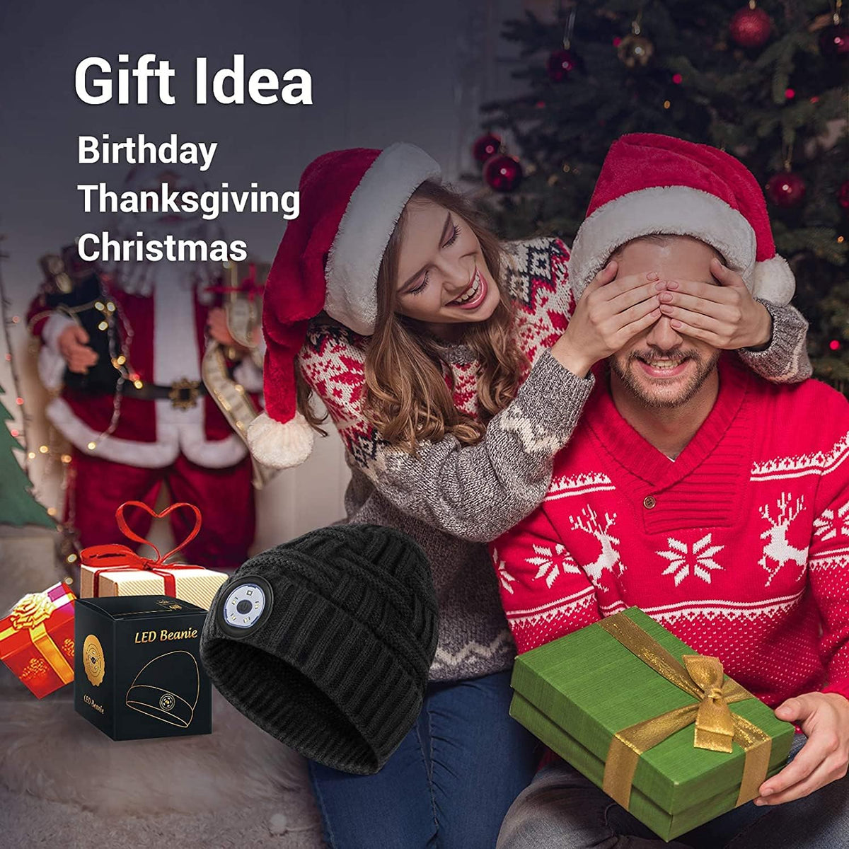 LED Beanie Hat with Light: Christmas Stocking Stuffers for Men Adult Cool Gifts for Teen Boys Men Dad Winter Gifts