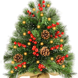 Mini Christmas Tree with Lights, 20Inch Table Top Miniature Christmas Trees Pre-Lit Artificial Mini Christmas Tree Spruce Desk Decoration with Miniature Pine Tree Pine Artificial Xmas Tree