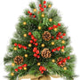 Mini Christmas Tree with Lights, 20Inch Table Top Miniature Christmas Trees Pre-Lit Artificial Mini Christmas Tree Spruce Desk Decoration with Miniature Pine Tree Pine Artificial Xmas Tree