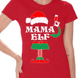Mama Elf Shirt Elf Christmas Shirts for Women Elf Christmas T-Shirt Christmas Elf Shirt Women'S Holiday Top Funny Elf Tacky Christmas Party Christmas Holiday Shirt