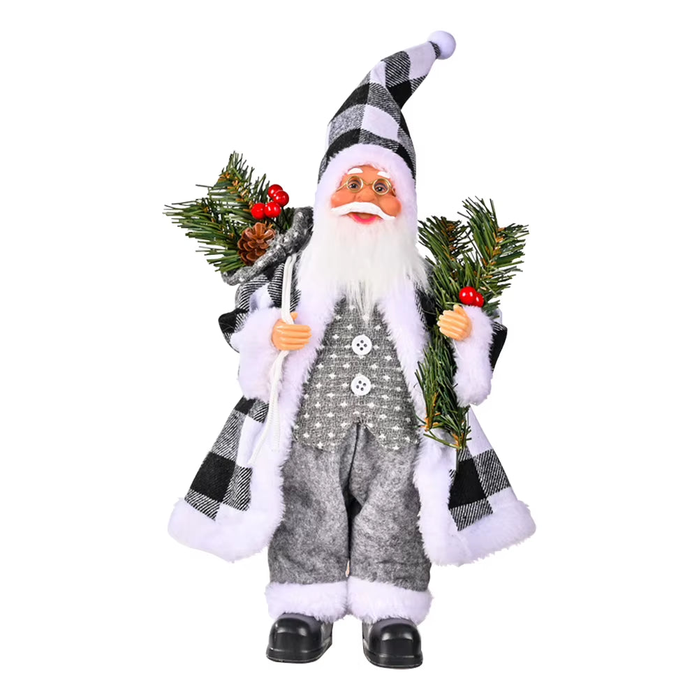Christmas Santa Claus with Gift Bag Standing Santa Claus Statue Resin Mini Holding Presents Home Navidad Party Ornaments