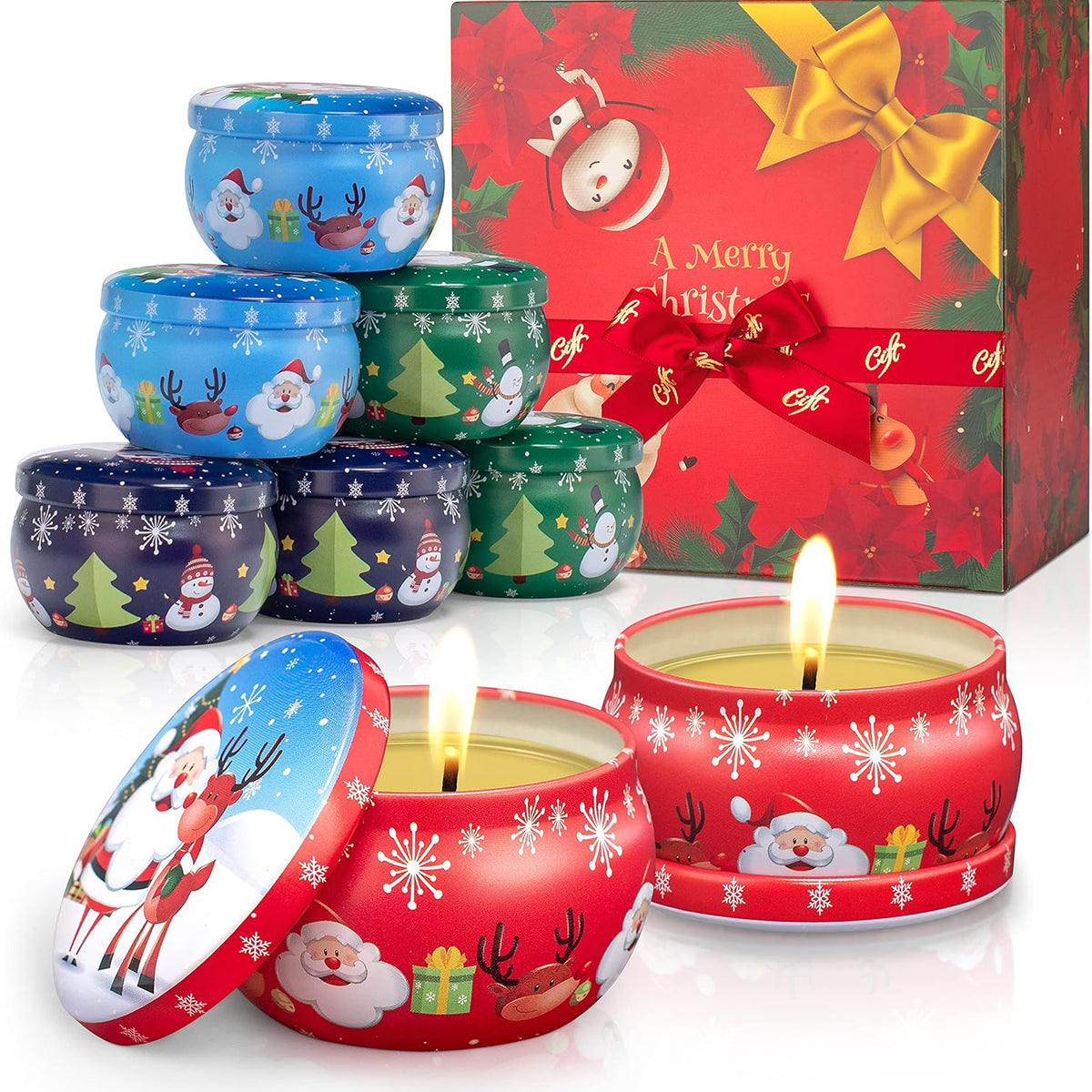 Scented Candles Gift Set, 8 Cans Strong Fragrance Aromatherapy Candles Natural Soy Wax Candles Portable Travel Tin Jar Candles for Christmas Birthday Valentine'S Day Gift