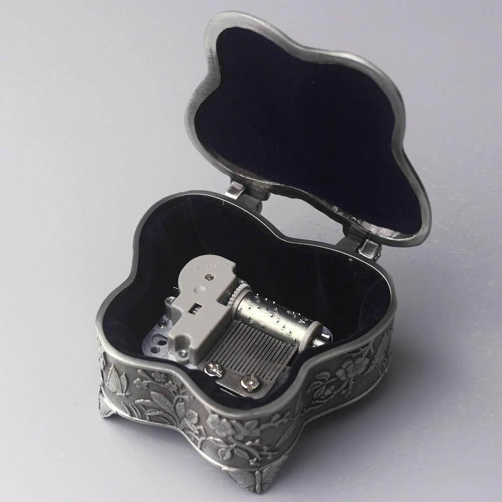 Emboss Alloy Metal Music Box Mini Wind up Antique Jewelry Musical Boxes Christmas Birthday Valentine'S Day Gifts Plays Castle in the Sky