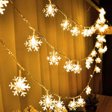 Snowflake String Lights - 20FT, 40 LED, Battery Operated, Waterproof Fairy Lights for Bedroom, Patio, Garden, Party, Home Xmas Decor - Indoor/Outdoor Christmas Tree Decoration