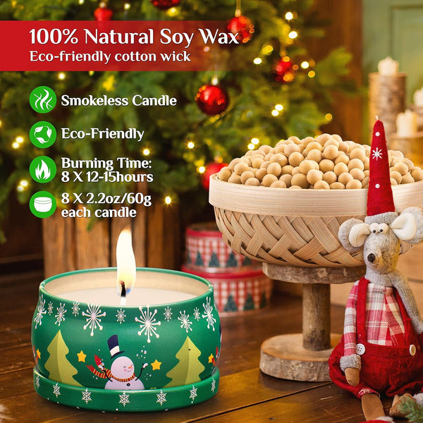 Scented Candles Gift Set, 8 Cans Strong Fragrance Aromatherapy Candles Natural Soy Wax Candles Portable Travel Tin Jar Candles for Christmas Birthday Valentine'S Day Gift