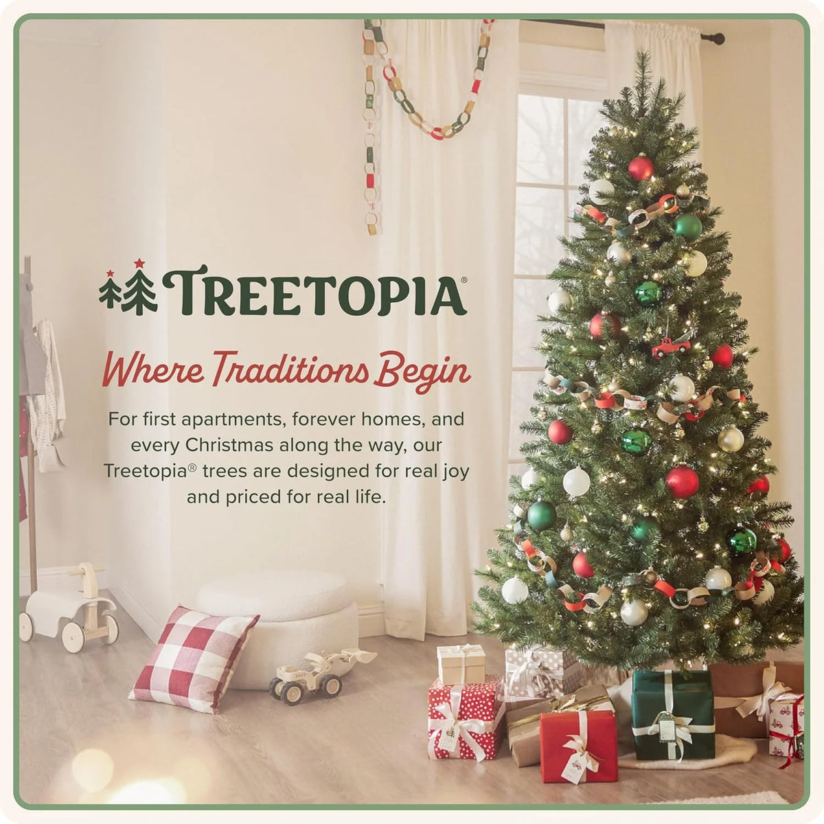 6Ft Pre-Lit Virginia Fir Artificial Christmas Tree with Twinkly LED Lights