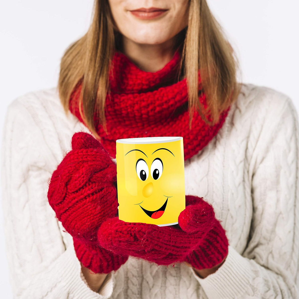 Color Changing Coffee Mug - 11 Ounce Heat Sensitive Mug for Cartoon Lovers with a Funny Yellow Smiley Face - Unique Heat Changing Mug - Ceramic Coffee Tea Cup with Fun Gift Box