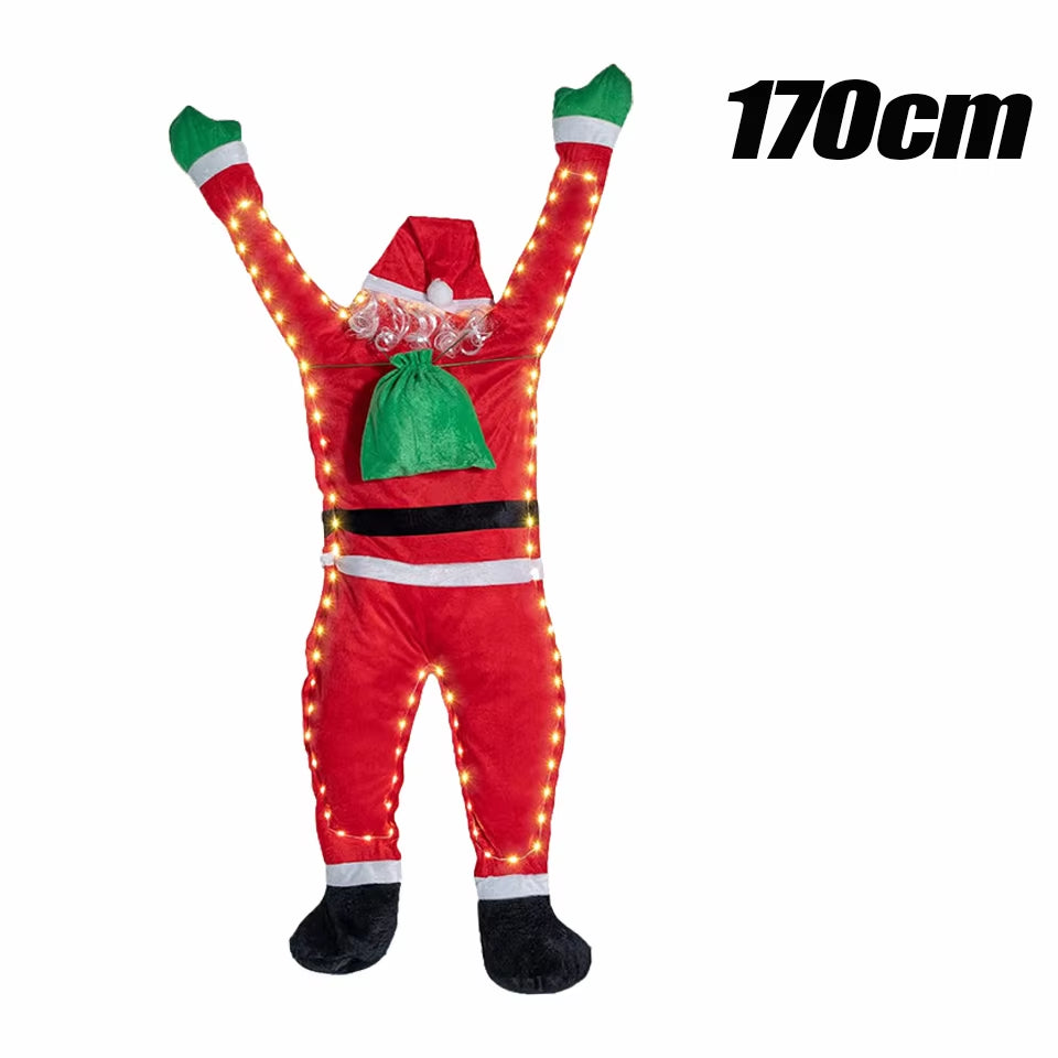 Light up Santa Claus Santa Claus Decoration Outdoor Indoor Hanging Climbing Santa Claus Bookshelf Mantel Christmas Decoration