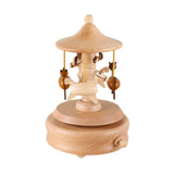 Wooden Carousel Music Box Ornaments Rotatable Hand-Cranked Music Box DIY Handmade Birthday Christmas Gift Children’S Toys