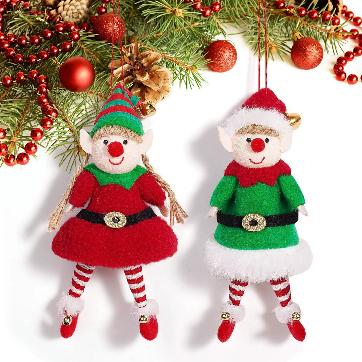 Christmas Plush Long Leg Elf Doll Ornaments Red Green Boys and Girls Elf Toy Dolls New Year Decorations Christmas Tree Ornaments