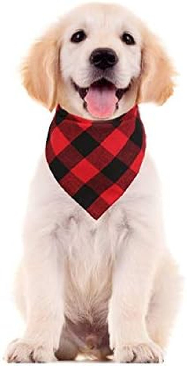 4 Pcs Dog Bandana Christmas Plaid Pet Triangle Scarf Accessories Bibs