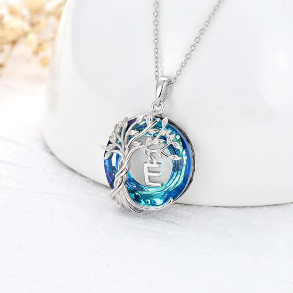 Rose Gift Box Tree of Life Necklace for Women with Initial A-Z Letter Necklace Jewelry Christmas Birthday Gifts