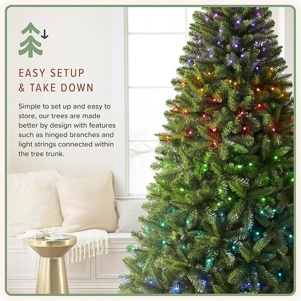 6Ft Pre-Lit Virginia Fir Artificial Christmas Tree with Twinkly LED Lights