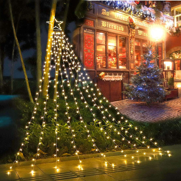 Christmas Decoration Star Lights Outdoor,320 LED 16.4Ft Christmas String Lights[8 Modes& Waterproof] for Halloween Xmas New Year Holiday Birthday(Iron) (Warm White)