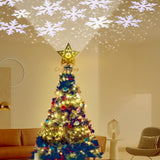 Christmas Tree Topper Lighted with Star Projector, LED Rotating 3D Glitter Tree Topper for Christmas Tree, Christmas Decorations Lights (Golden)
