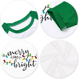 Christmas Tshirt Women Merry and Bright Shirt Letters Print Splicing 3/4 Sleeve Baseball Tshirt Blouse Tee Tops