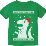 Big Trex Santa Ugly Christmas Dinosaur Sweater Style Kids T-Shirt