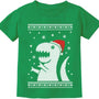 Big Trex Santa Ugly Christmas Dinosaur Sweater Style Kids T-Shirt