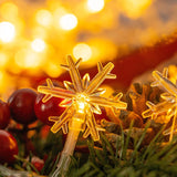 Snowflake String Lights - 20FT, 40 LED, Battery Operated, Waterproof Fairy Lights for Bedroom, Patio, Garden, Party, Home Xmas Decor - Indoor/Outdoor Christmas Tree Decoration