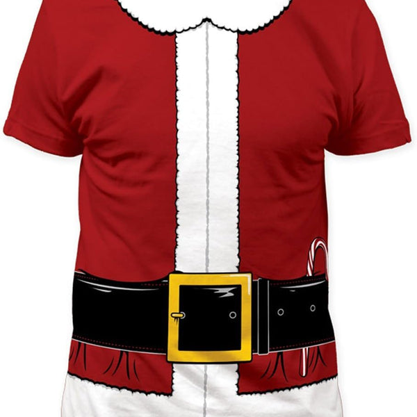 Santa Claus Mens Red Costume Christmas T-Shirt